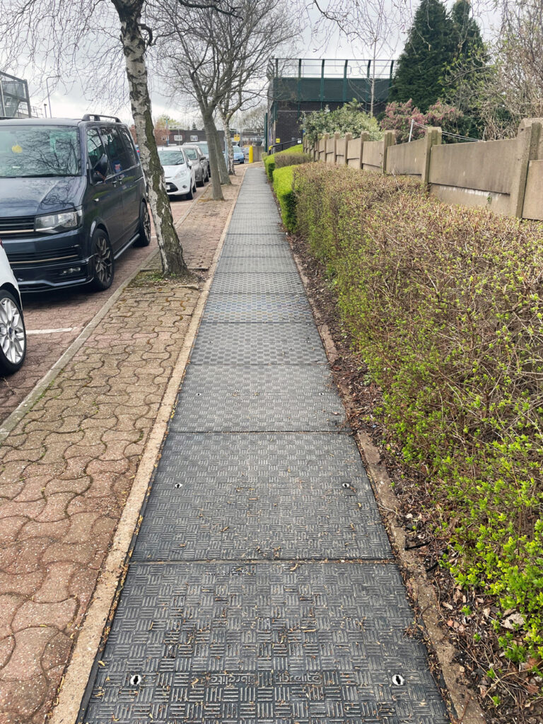 Fibrelite’s anti-slip tread pattern, provides a safe walking surface for pedestrians