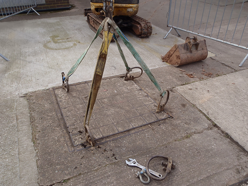 Lifting equipment required to remove heavy concrete covers